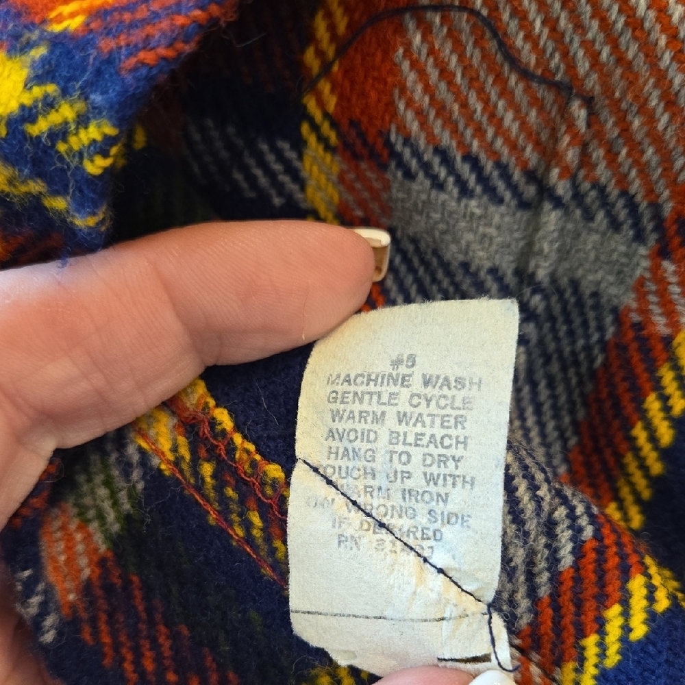 TRUE 70'S Plaid Wide Leg Pants Multicolor Bell Bottoms Wool.Small Hole Repaired. - Picture 2 of 11